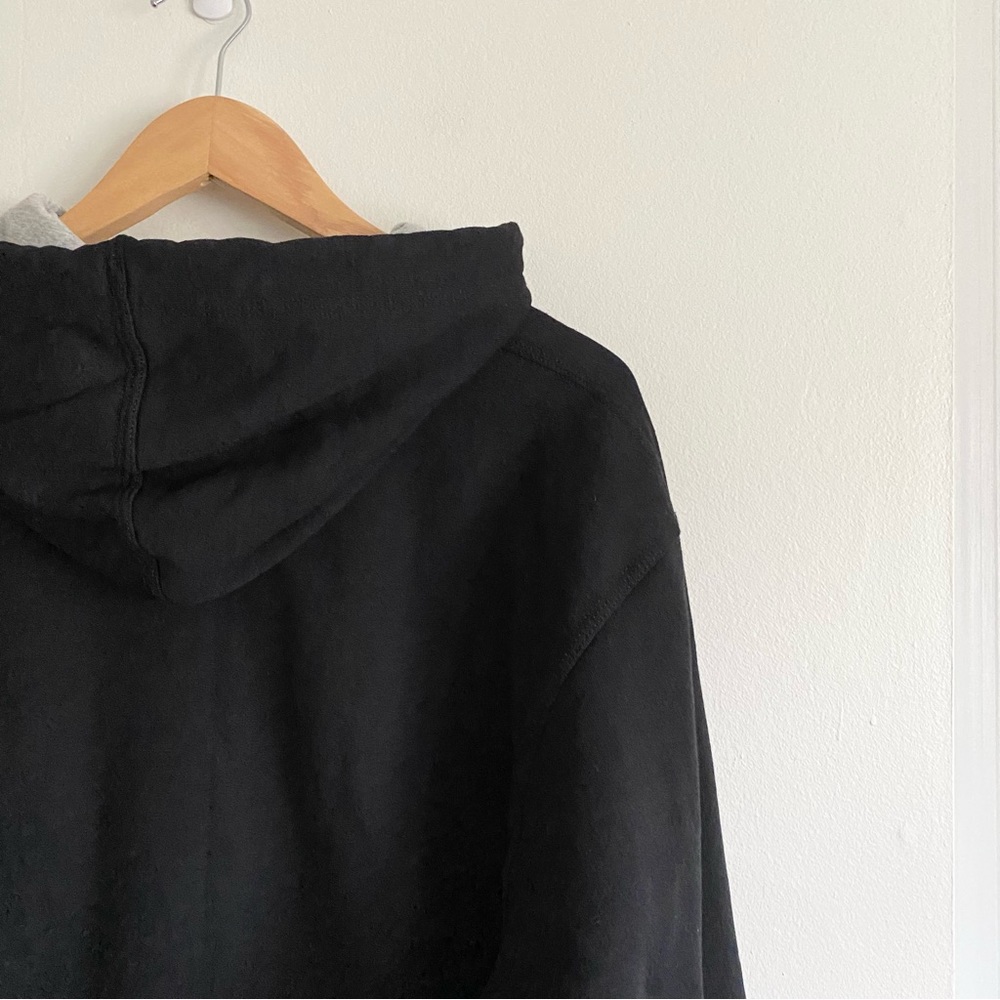 Men's Champion Black Pullover Hoodie | Drawstring Sweatshirt - Picture 5 of 6